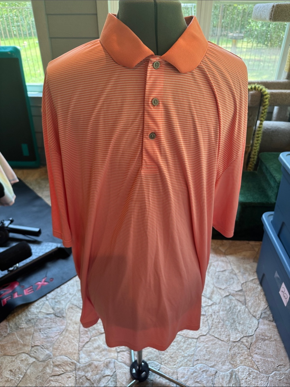 Grand Slam Coral Striped Performance Polo